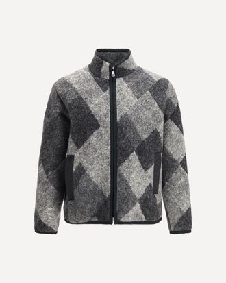 Moncler Wool blend zip Cardigan with diamond pattern Male S