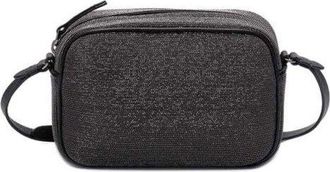 Brunello Cucinelli Ultrablack Leather Beaded Shoulder Bag