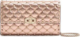 Valentino Garavani Rockstud Spike quilted clutch bag - women - Lamb Skin - One Size - Pink