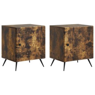 vidaXL Armario De Noche 2 Pcs Roble Ahumado 43 X 34,5 X 50 Cm Vidaxl