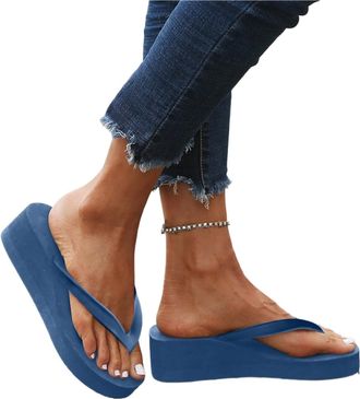 Generic Womens Platform Flip Flops Wedge Sandals Casual Dressy Womans Summer Sandals Comfortable Arch Support Cushion Walking Shoes Ladies Wedge Flip Flops Sh