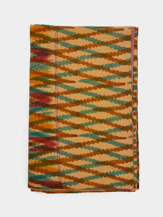 Gregory Parkinson Paprika Melon Spice Block-Printed Cotton Rectangular Tablecloth (92in/2.34m)