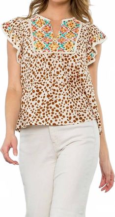 THML Clothing Fluttering Spotted Blouse In Beige