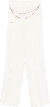 Twin-Set Twinset White Trousers With Chain Waistband