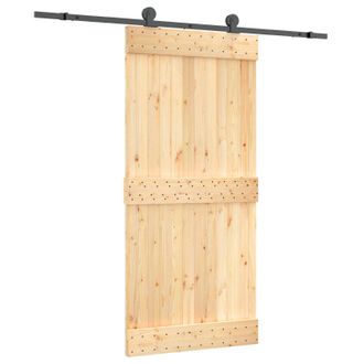 vidaXL Puerta Corredera Natural Y Negro 95 X 210 Cm Vidaxl