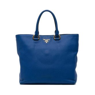 Prada Pre-owned Tote Bags, female, Blue, Size: ONE SIZE Pre-owned Vitello Daino Tote