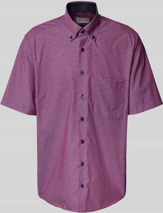 Eterna Comfort Fit Kurzarmhemd mit Knopfleiste in Violett, Gr&ouml;&szlig;e 41