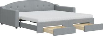 vidaXL Vidaxl - Sof&aacute; Cama Nido Con Cajones Tela Gris Claro 100x200 Cm