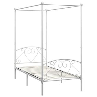 Berkfield Home Canopy Bed Frame White Metal 90x200 cm