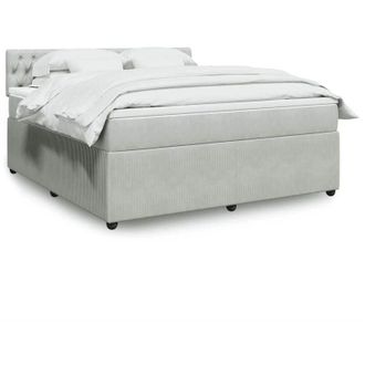 vidaXL Vidaxl - Cama Box Spring Con Colch&oacute;n Terciopelo Gris Claro 180x200 Cm