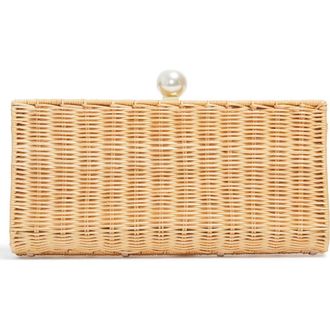 Pamela Munson The Pearl Woven Rattan Clutch in Natural at Nordstrom