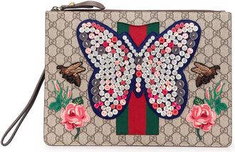 Gucci Pre-owned Gucci GG Supreme Web Butterfly Clutch Ladies 433665 493075