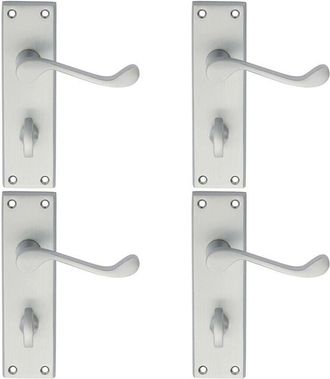 Loops 4x PAIR Victorian Scroll Handle on Bathroom Backplate 150 x 43mm Satin Chrome