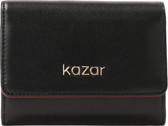 Kazar Zwarte portemonnee met rode binnenkant - Dames - Portefeuilles - Zwart - ONE Size - Leer - Accessoires