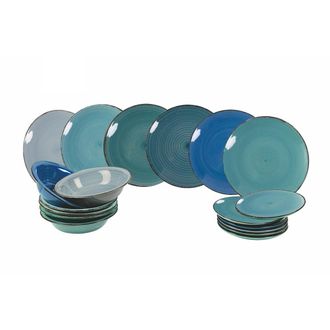 Villa D'Este Home Tivoli Baita Acqua Servicio de mesa 18 piezas, multicolor