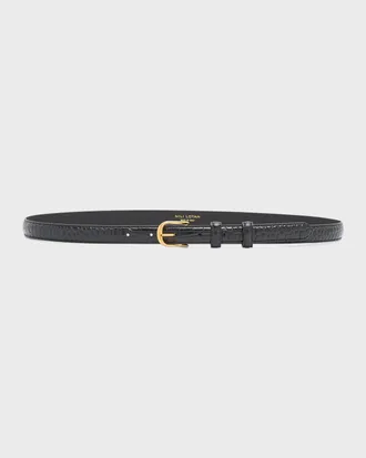 Nili Lotan Jane Croc Leather Thin Belt
