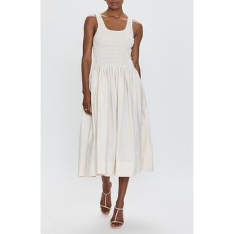 Pistola Denim Alessia Smocked Drop-Waist Stretch Cotton Midi Dress in Shell at Nordstrom Rack, Size Medium