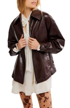 Free People Sloan Faux Leather Jacket in Chocolate at Nordstrom Rack, Size Large