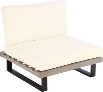 Hhg Nunca Usado] Sill&oacute;n Hhg 469, Sill&oacute;n De Jard&iacute;n, Madera De Acacia Hilada Con Certificado Mvg Aluminio, Gris, Tapizado Blanco Crema