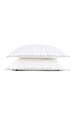 Christy Scallop Edge Luxury Cotton Sateen Oxford Style Pillow Sham Pairs in Silver at Nordstrom, Size Standard