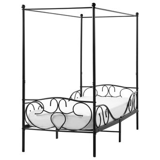 Beliani Beliani - Cama Con Dosel Decorativo Somier De Barras De Metal Negro 90 X 200 Cm Sormery