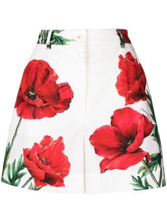 Dolce & Gabbana floral-print cotton tailored shorts - White