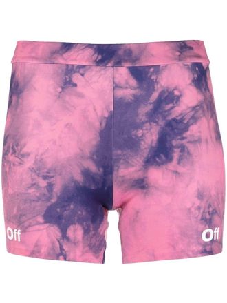 Off-white Shorts met tie-dye print - Roze