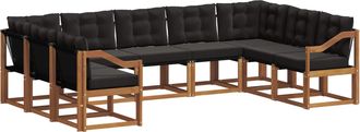 vidaXL Conjunto De Sof&aacute;s De Exterior 9 Uds. Natural Y Negro Vidaxl