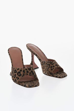 Amina Muaddi Leather Animal-Print Mules 10cm Amina Muaddi