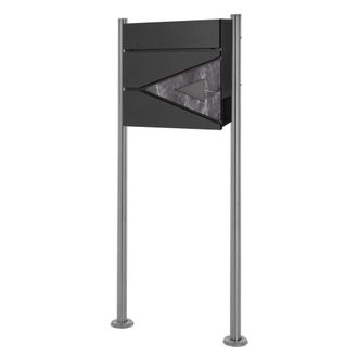 ML Design Buz&oacute;n antracita con m&aacute;rmol exterior con soporte 120 cm