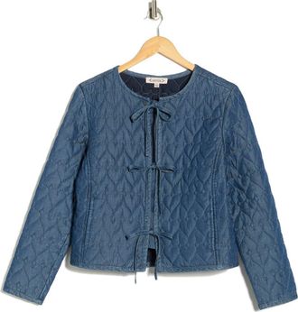 Nanette Lepore Heart Quilted Denim Jacket in Medium Wash/Heart at Nordstrom Rack, Size X-Large
