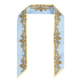 Versace Silky Scarves, unisex, Blue, Size: ONE SIZE Printed Silk Twill Lavallière