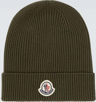 Moncler Logo ribbed-knit virgin wool beanie