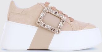 Roger Vivier Viv Skate Suede Sneakers with Jewel Buckle