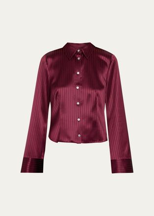Cinq &agrave; Sept Georgia Satin Stripe Button-Front Shirt