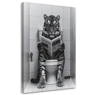 Feeby Cuadro Sobre Lienzo, Tigre En El Ba&ntilde;o, 80x120