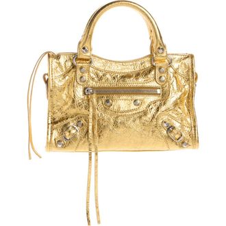 Balenciaga Mini Le City Metallic Lambskin Leather Handbag in 8027 Gold at Nordstrom