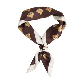 Moschino Silky Scarves, female, Brown, Size: ONE SIZE Teddy Bear Scarf Marrone Aw25
