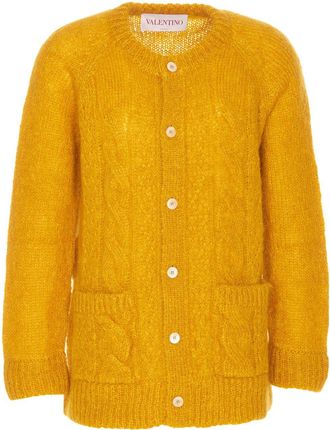 Valentino Garavani mohair-blend cardigan - Yellow