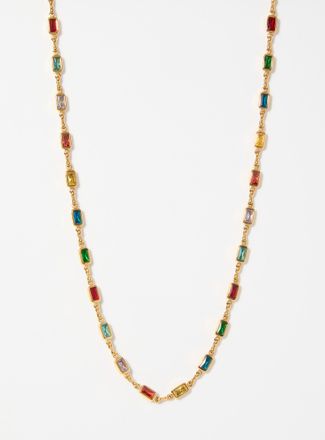 Nialaya Mens Colourful rectangular stone necklace