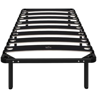 OEM Estructura De Cama 90x190 Cm Con Marco De Acero L&aacute;minas De &Aacute;lamo Y Espacio De Almacenamiento Carga 350 Kg Negro