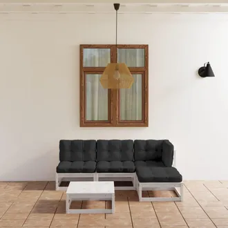 vidaXL Juego De Muebles De Jard&iacute;n 5 Pzas Y Cojines Madera Pino Maciza Vidaxl