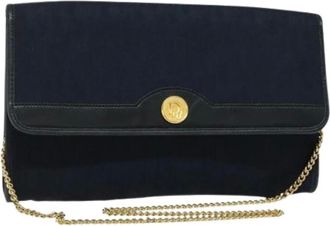 Dior Pre-owned Clutches, female, Blue, Size: ONE SIZE Pre-owned Vintage Canvas Shoulder Bag