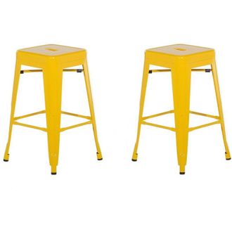 Beliani Set di 2 Sgabelli in Acciaio Giallo Impilabili Moderni 60 cm Cabrillo