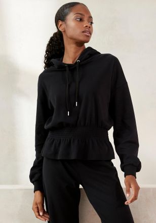 Lascana Hoodie LASCANA, Damen, Gr. 32/34, schwarz, Sweatware, Obermaterial: 100% Baumwolle, unifarben, figurumspielend h&uuml;ftlang, angesetztes B&uuml;ndchen, Sweatsh