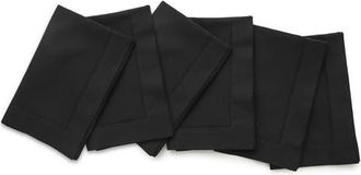 Solino Home Cotton Linen Hemstitch Dinner Napkins Set of 6, 20 x 20 Inch for Dining Table, Holiday and Everyday Table Decor in Black at Nordstrom