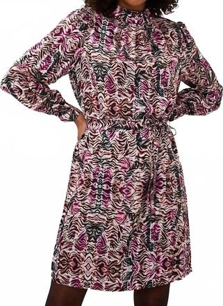 Esqualo Zelda Zebra Print Dress In Black, White, Purple, Dark Orange
