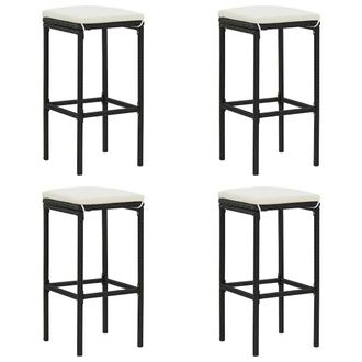 vidaXL Vidaxl - Taburetes De Cocina Con Cojines 4 Uds Rat&aacute;n Sint&eacute;tico Negro