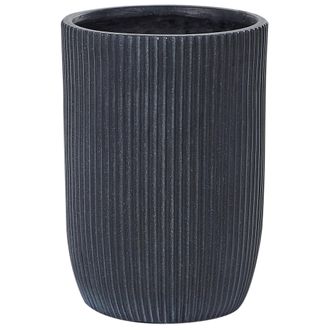 Beliani Beliani - Maceta De Mezcla De Arcilla Negra 38 Cm Fibra Vertical Agujero Drenaje Eantio