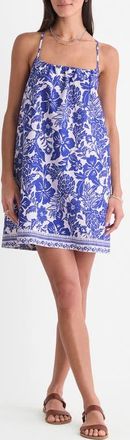 Vineyard Vines Floral Cotton Blend Cover-Up Dress in Paradise Print White at Nordstrom, Size Xx-Small